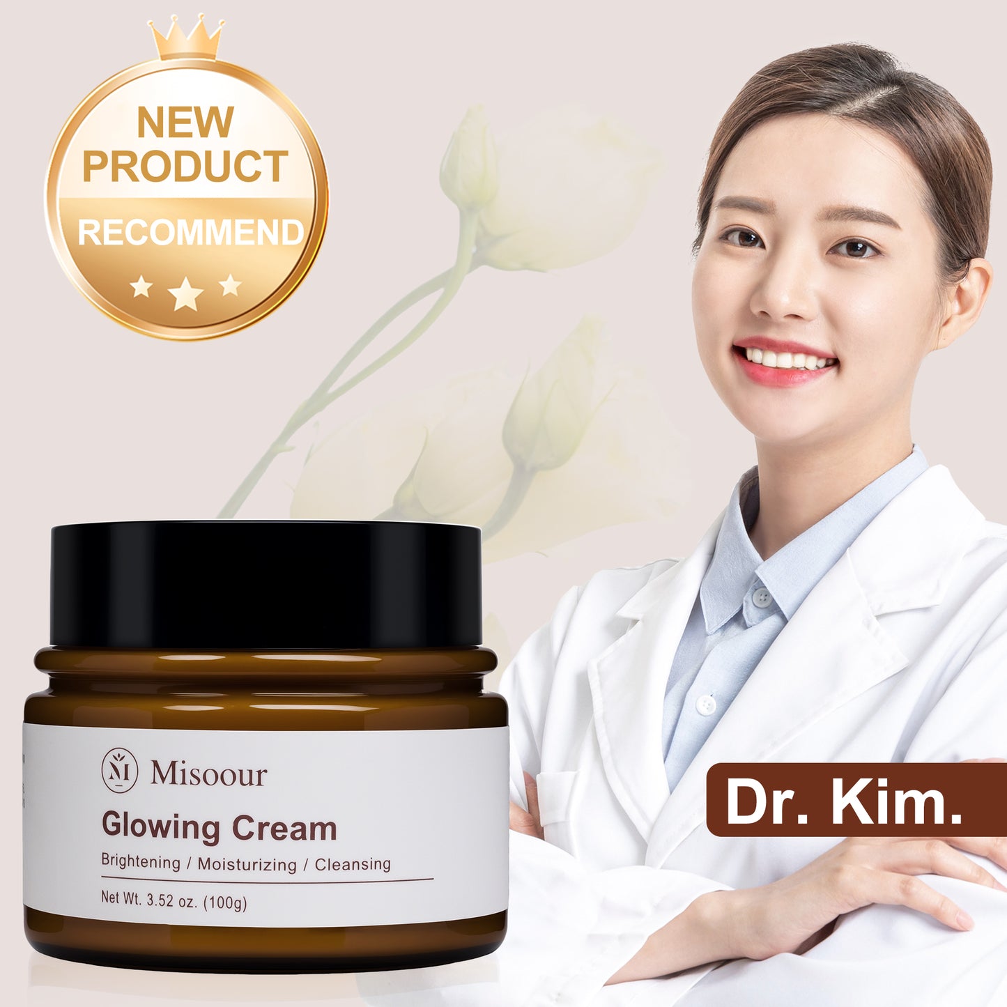 Misoour Glowing Cream - Natural Glow Enhancer, Korean Patented Skincare Formula with Platycodon Moisturizers Smooth Skin Repair Radiance