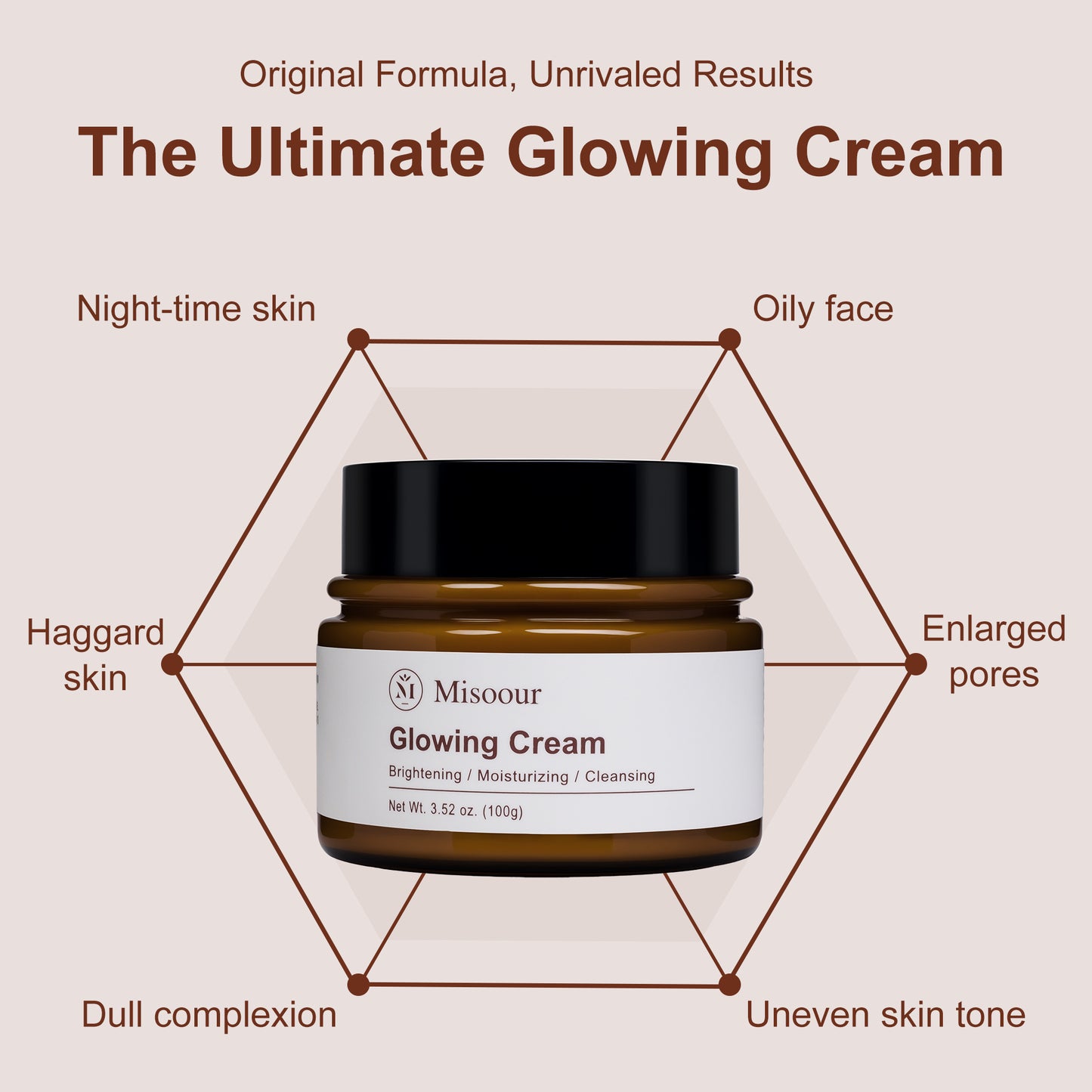 Misoour Glowing Cream - Natural Glow Enhancer, Korean Patented Skincare Formula with Platycodon Moisturizers Smooth Skin Repair Radiance