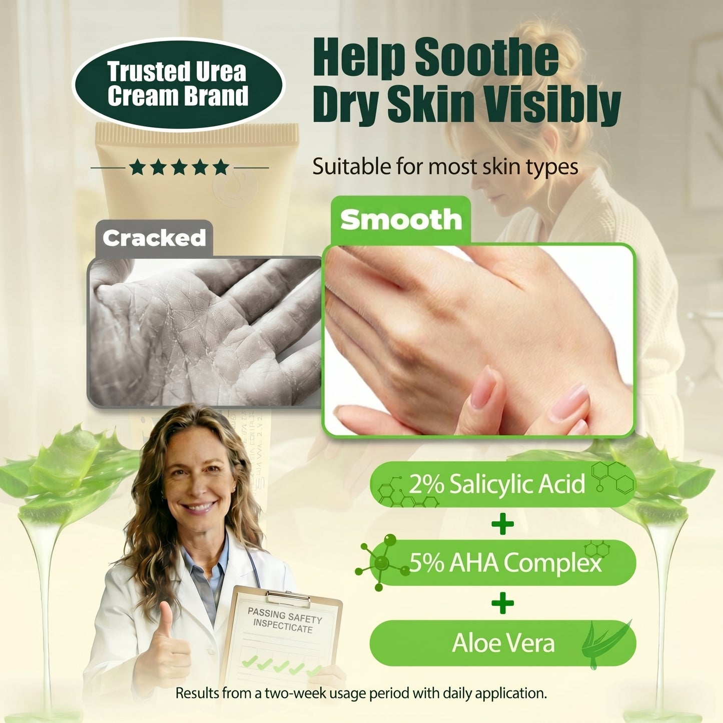 Misoour Intensive Hand & Foot Renewal Cream, Contains Urea, Salicylic Acid, AHA, Aloe Vera, Remove Dead Skin and Moisturize Dry Rough Skin, For All Skin Types