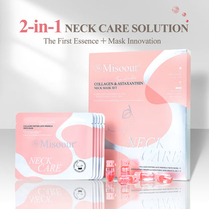 Misoour Neck Mask Set:Collagen Peptide Anti-Wrinkle Neck Mask + Astaxanthin Firming & Smoothing Serum|Reduce neck wrinkles, Moisturize and brighten,Firm and lift