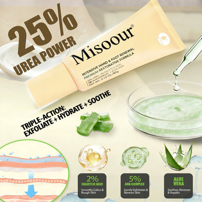 Misoour Intensive Hand & Foot Renewal Cream, Contains Urea, Salicylic Acid, AHA, Aloe Vera, Remove Dead Skin and Moisturize Dry Rough Skin, For All Skin Types