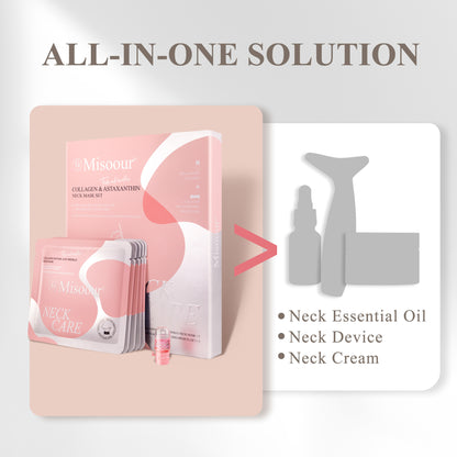 Misoour Neck Mask Set:Collagen Peptide Anti-Wrinkle Neck Mask + Astaxanthin Firming & Smoothing Serum|Reduce neck wrinkles, Moisturize and brighten,Firm and lift