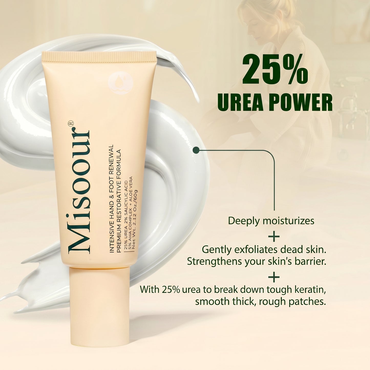 Misoour Intensive Hand & Foot Renewal Cream, Contains Urea, Salicylic Acid, AHA, Aloe Vera, Remove Dead Skin and Moisturize Dry Rough Skin, For All Skin Types