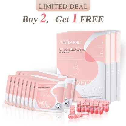 Misoour Neck Mask Set:Collagen Peptide Anti-Wrinkle Neck Mask + Astaxanthin Firming & Smoothing Serum|Reduce neck wrinkles, Moisturize and brighten,Firm and lift